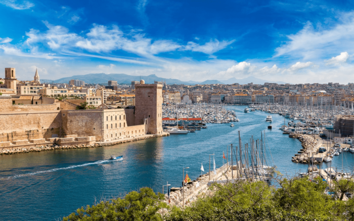 Marseille, view of the entrance to the Vieux port harbour
